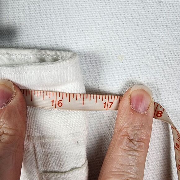 Paige Petite Laurel Canyon Low Waist Boot Cut Wide Leg White Jeans Size 28 Y2K - Picture 6 of 10